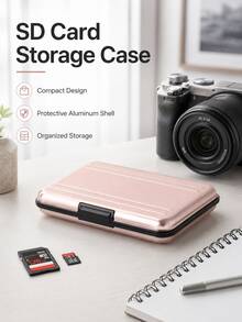 Haus Hana علبة تخزين بطاقات الذاكرة من الألومنيوم، حامل حماية بطاقات SD و TF و Micro SD مقاوم للصدمات، صندوق بطاقات محمول بغلاف صلب لبطاقات ذاكرة الكاميرا، حاوية تخزين بطاقات خفيفة الوزن ومدمجة، علبة حمل بطاقات مقاومة للماء والغبار لمعدات التصوير والسفر - مشاهدة 6