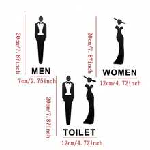 1PC Acrylic Toilet Sign With 3D Male & Female Symbols, Office & Public Restroom Indication Plaque Best Gifts Birthday Graduation - multicolor - View 5