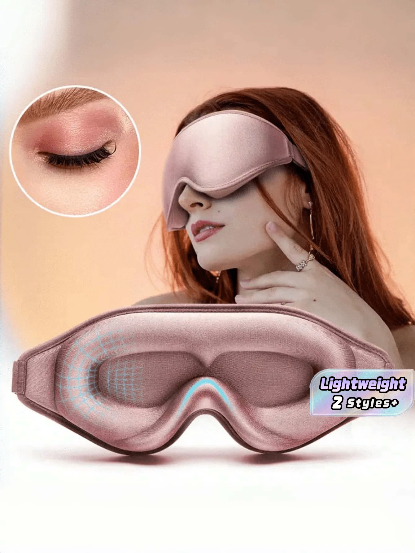 1pc 3D Silk Sleep Mask Eye Cover Soft Comfortable Blackout Blindfold For Night Sleep Travel Nap With Adjustable Strap Lightweight Breathable For Men Women - Multicolor - View 1