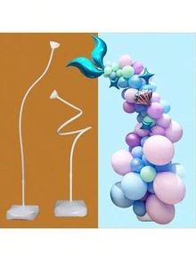 1 Set 2.5m Asymmetrical Half Balloon Arch Kit, Free‑Bending Adjustable Balloon Arch Frame With Stable Base, Reusable Balloon Column Stand, Flexible Deformable Balloon Arch Stand For Wedding, Graduation, Birthday, Holiday Party Decorations - Set 1 - View 3