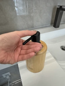1PC /2PCS Bamboo Soap And Lotion Dispenser Bottle Bathroom Accessories Set, Bamboo Soap Dispenser Bottle Refillable Liquid Pump Bottle Great For Kitchen, Bath, Bathroom Accessories, Countertop - log color - View 4