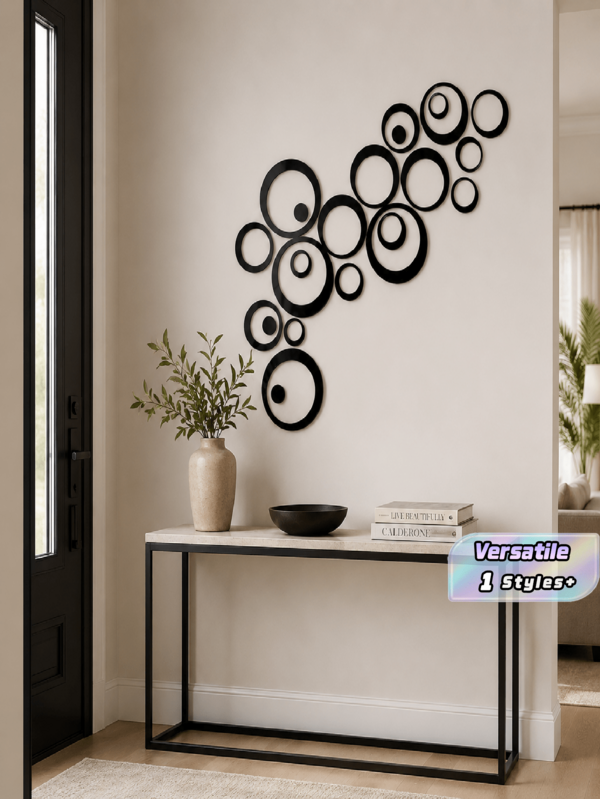 24Pcs Black Round Acrylic Mirror Wall Stickers, Self-Adhesive Geometric DIY Combination Decals For Bedroom Living Room Entrance Bathroom Home Decor