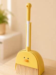 Zazumi 1pc Duck Face Shape Mini Broom And Dustpan Set With Smooth Yellow Matte Finish For Nordic Style Home Spaces Bedroom Corners Kitchen Areas And Cream Style Interior Organization Creating A Fresh Aesthetic Cleaning Atmosphere - default - View 6