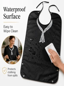 1-Pack Adult Dining Apron With Adjustable Snaps And Straps, With Crumb Collector, Reusable And Machine Washable, Suitable Bibs For Women, Elderly People To Eat, Mom Gift - Multicolor - View 3