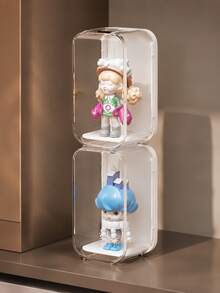 Zazumi 6pcs Transparent Acrylic Figure Display Box With Rounded Rectangle Showcase Structure And Stackable Desktop Organizer Design For Collectible Display Storage Featuring Clear Visibility Space Saving Arrangement And Minimalist Style - default - View 2