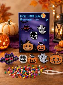 Bộ thủ công DIY hạt cầu chì 5mm Halloween, bộ hạt sắt nhiều màu với thiết kế pixel art hình dơi, ma, đầu lâu & bí ngô, hoạt động thủ công Halloween sáng tạo cho trẻ từ 6 tuổi trở lên, bộ làm đồ trang trí tiệc và đồ trang trí handmade - Nhiều màu - Xem 3