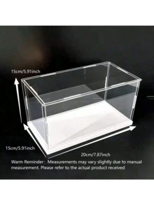 Detachable White Base Transparent Display Box, Display Cabinet, Display Case, Storage Box, High Transparency, Suitable For Model Cars, Dolls, Crafts, Collectibles, Decorations, Available In Different Sizes - White Background - View 2