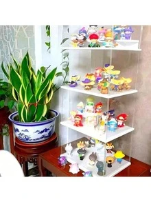 Detachable White Base Transparent Display Box, Display Cabinet, Display Case, Storage Box, High Transparency, Suitable For Model Cars, Dolls, Crafts, Collectibles, Decorations, Available In Different Sizes - White Background - View 14