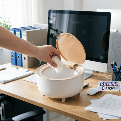Desktop Trash Can, Household Mini Small-Sized Vehicle Storage Bin, Lightweight And Luxurious Coffee Table, Makeup Table, Tall Appearance Level Paper Bin.
