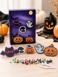 Bộ thủ công DIY hạt cầu chì 5mm Halloween, bộ hạt sắt nhiều màu với thiết kế pixel art hình dơi, ma, đầu lâu & bí ngô, hoạt động thủ công Halloween sáng tạo cho trẻ từ 6 tuổi trở lên, bộ làm đồ trang trí tiệc và đồ trang trí handmade - Nhiều màu - Xem 4
