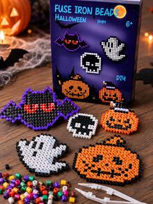 Bộ thủ công DIY hạt cầu chì 5mm Halloween, bộ hạt sắt nhiều màu với thiết kế pixel art hình dơi, ma, đầu lâu & bí ngô, hoạt động thủ công Halloween sáng tạo cho trẻ từ 6 tuổi trở lên, bộ làm đồ trang trí tiệc và đồ trang trí handmade - Nhiều màu - Xem 5
