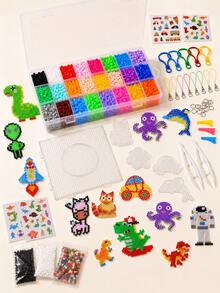 4600PCS 24-Color 5mm Fuse Beads Craft Kit With Storage Box, Reusable Pegboards, Pattern Cards, Tweezers, Ironing Sheets, Keychains & Phone Straps, DIY Pixel Art Accessories Set For Flat And 3D Creative Projects - multicolor - View 3