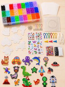 4600PCS 24-Color 5mm Fuse Beads Craft Kit With Storage Box, Reusable Pegboards, Pattern Cards, Tweezers, Ironing Sheets, Keychains & Phone Straps, DIY Pixel Art Accessories Set For Flat And 3D Creative Projects - multicolor - View 4
