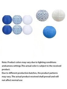 12pcs Blue And White Porcelain Design Chinese Traditional Pattern Paper Lanterns, Suitable For Weddings, Birthdays, Festivals, Parties, And Home Decor - multicolor - View 3