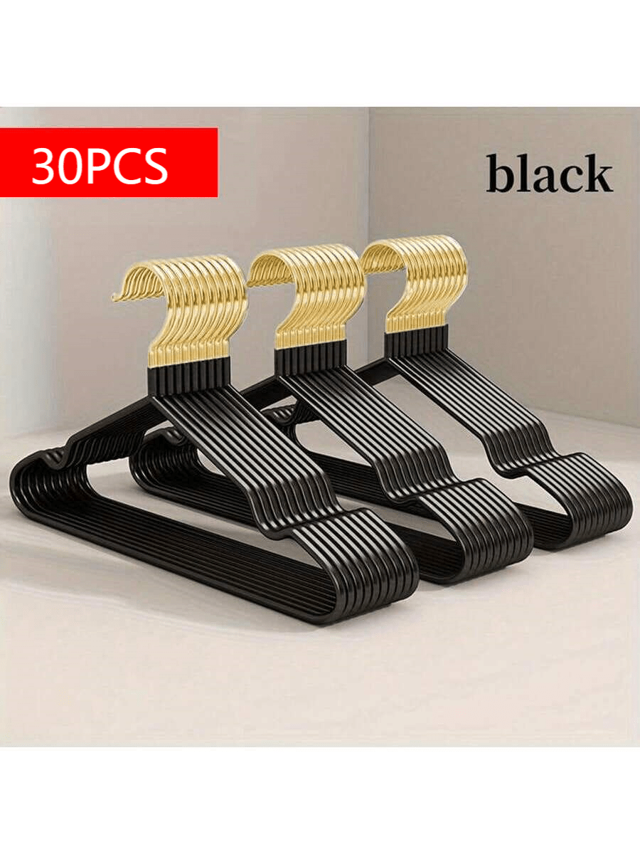 100/60/30pcs SteelCore Pro Non-Slip Metal Hangers - Vinyl Non-Slip Coating, Slim Space-Saving Design, Suitable For Home/Hotel/Warehouse, Heavy-Duty Hangers With Notched Shoulders