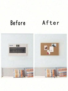 1PC Cork Bulletin Board Oak Wood Frame Pin Board For Office Home Decoration Message Vision Board Back To School Room Decor Supplies - Beige - View 4