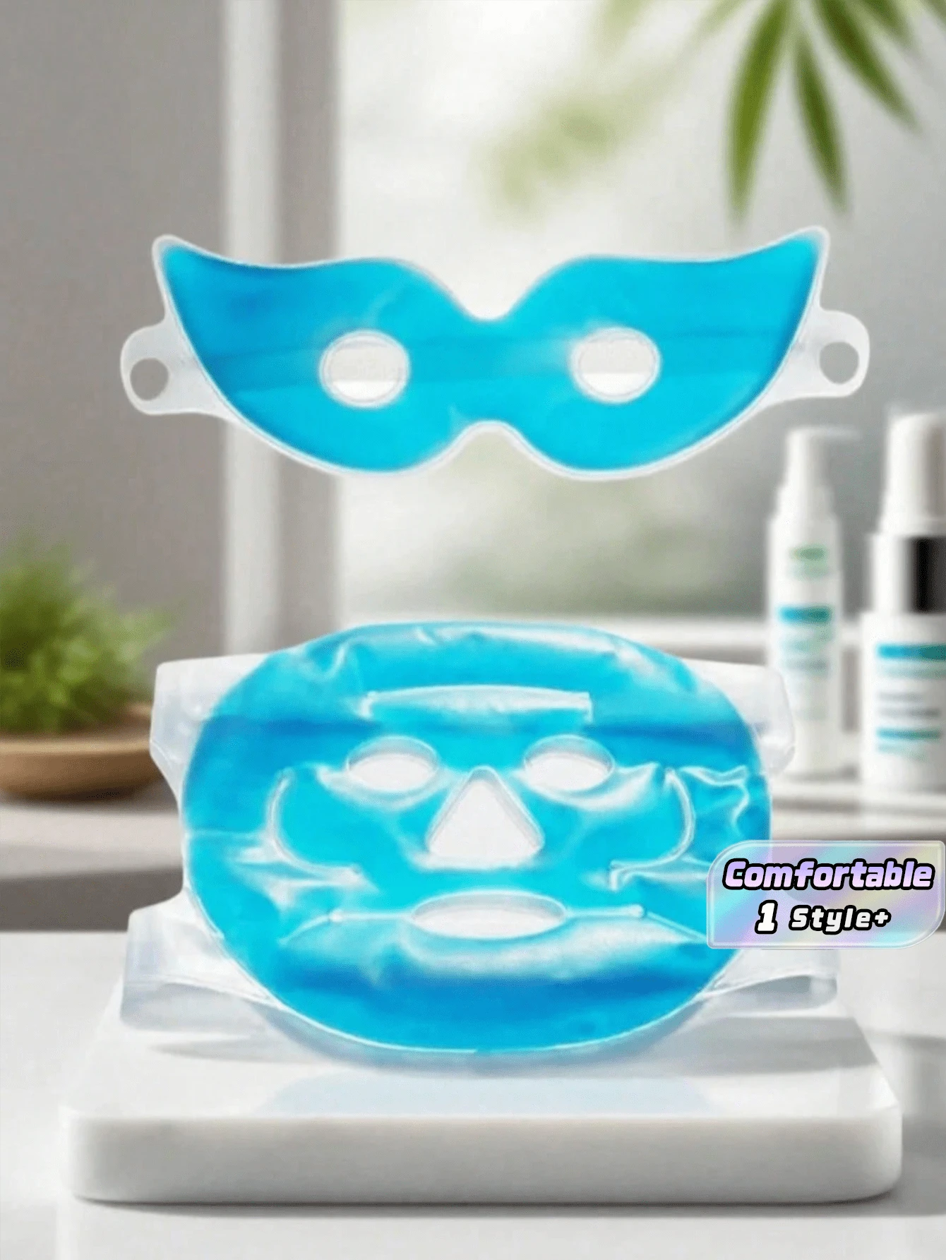 2Pcs/Set Face Cold Compress Ice Pack Eye Mask Face Mask, Gel Mask, Reusable Gel Mask, Cold/Hot Compress Mask For Daily Use, Gel Ice Pack Eye Mask, Relaxing Ice Compress Eye/Facial Mask - blue - View 1