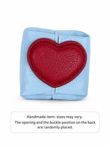 Zazumi Cute Color Block Heart Shaped Coin Purse, Portable Mini PU Leather Storage Pouch, Multi-Functional Earphone Data Cable Organizer Bag - Multicolor - View 12