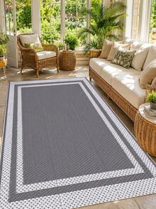 Double Sided Portable Plastic Straw Outdoor Camping Rug, Large Waterproof Reversible Patio Mat For RV Deck Porch Balcony Backyard Outside Decor Supplies - Light Grey - View 8