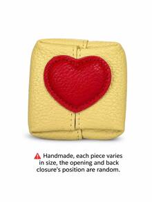 Zazumi Cute Color Block Heart Shaped Coin Purse, Portable Mini PU Leather Storage Pouch, Multi-Functional Earphone Data Cable Organizer Bag - Multicolor - View 8