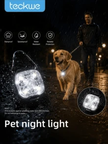 Teckwe 1 buah Lampu Gantung LED Isi Ulang USB untuk Hewan Peliharaan, Lampu Pengaman Mini Berkedip untuk Kalung Malam Hari, Cocok untuk Anjing Kecil, Berjalan di Luar Ruangan, Latihan, Perlengkapan Hewan Peliharaan Sehari-hari, Kapasitas 150mAh - MultiWarna - View 1