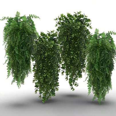 1/4 Piece Mixed-And-Matched Artificial Greenery Perfect For Balcony Hanging, Garden Landscaping, Patio Fencing, Or Wall Decoration. Featuring Lifelike, Photorealistic Branch And Leaf Textures And Natural-Looking Cascading Forms