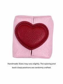Zazumi Cute Color Block Heart Shaped Coin Purse, Portable Mini PU Leather Storage Pouch, Multi-Functional Earphone Data Cable Organizer Bag - Multicolor - View 13