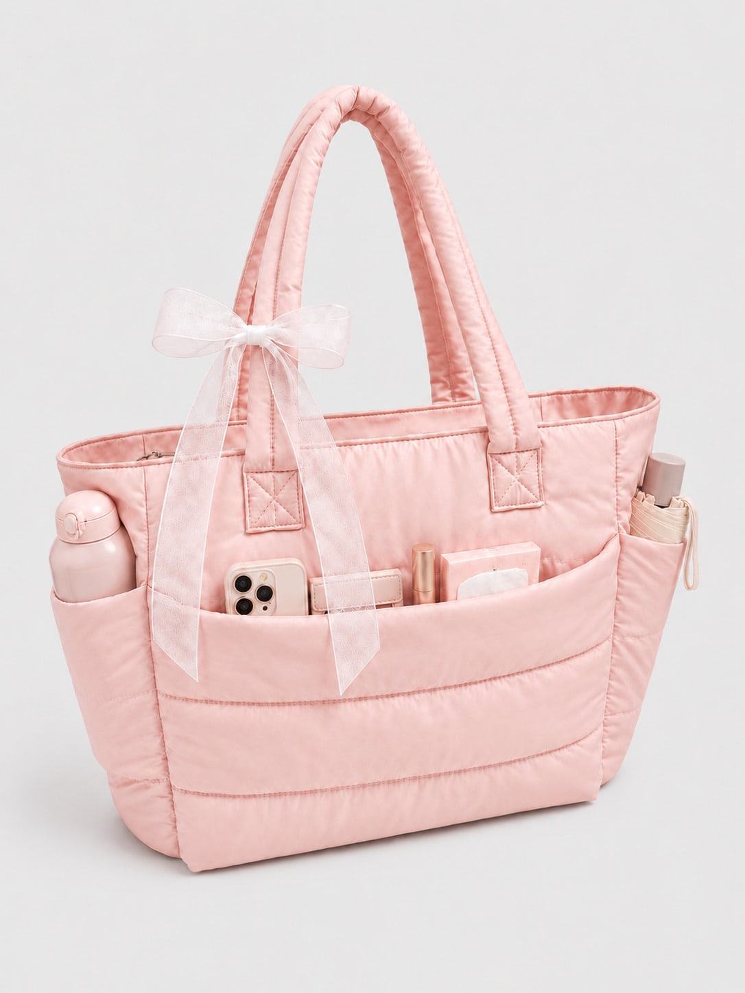 Kawaii Rosa Schleife Band, stilvolle und einfache Tragetasche, Handtasche, Computertasche, Riemen, multifunktionale Aufbewahrung