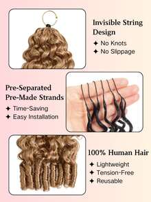 Boho Braids Miracle Knots 100% Remy 人髮鉤編髮 捲 Feather Line 鉤編髮辮 沙龍級絲滑無縫隱形 純色 27# 蜂蜜金 羽毛鉤編人髮編髮 女款 微預環捲接髮 - S27# - 查看 3