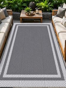 Double Sided Portable Plastic Straw Outdoor Camping Rug, Large Waterproof Reversible Patio Mat For RV Deck Porch Balcony Backyard Outside Decor Supplies - Light Grey - View 7