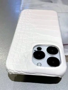 1 Buah Casing Kulit PU Tekstur Buaya Tahan Guncangan dan Jatuh Anti Gores Pas Ramping Kokoh Tahan Lama untuk iPhone 17/16 Pro Max 17/16 Pro Hadiah Mewah untuk Pria dan Wanita Berkualitas Tinggi - Putih - View 5