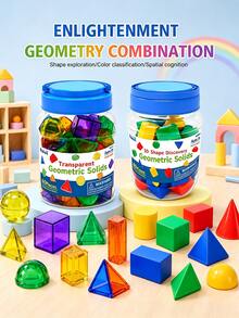Transparent Alphabet Number Geometric Shape Teaching Set, 6 Styles Available,Packed In Storage Jar, Math & Literacy Learning Toy For Kids Over 3+ Classroom & Home Use, Back To School Essential School Supplies,Perfect School Supplies Gift For Kids - Multicolor - View 8