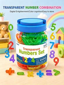 Transparent Alphabet Number Geometric Shape Teaching Set, 6 Styles Available,Packed In Storage Jar, Math & Literacy Learning Toy For Kids Over 3+ Classroom & Home Use, Back To School Essential School Supplies,Perfect School Supplies Gift For Kids - Multicolor - View 7