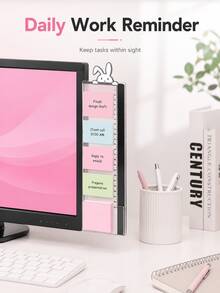 1pc Cute Rabbit-Themed Acrylic Rectangular Side-Mount Memo Board; Modern Minimalist Style With Transparent Border; Clip-On Monitor Side Panel; Compatible With Various Computer Models. - Cute bunny - View 2
