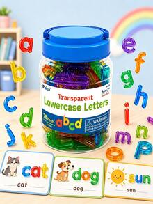 Transparent Alphabet Number Geometric Shape Teaching Set, 6 Styles Available,Packed In Storage Jar, Math & Literacy Learning Toy For Kids Over 3+ Classroom & Home Use, Back To School Essential School Supplies,Perfect School Supplies Gift For Kids - Multicolor - View 4