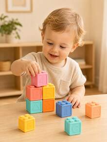 MINKOJA Cute Building Blocks With Embossed Shape Patterns, Birthday Gift For Home Play, Collectible Desk Toy, Car Decor & Travel Toy - Multicolor - View 7