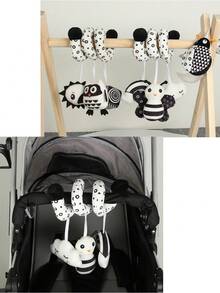 MINKOJA Boneka Plush Gantung Spiral Hitam Putih, Hadiah Aktivitas Bayi Baru Lahir dengan Kontras Tinggi - Hitam dan Putih - View 5