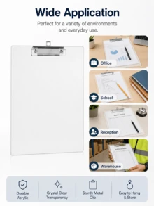 1/5Pcs A4 Clear Loose-Leaf Binder, Clipboard With Metal Clip, Suitable For Notes Forms Documents Drawings Storage - Multicolor - View 6