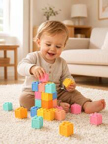 MINKOJA Cute Building Blocks With Embossed Shape Patterns, Birthday Gift For Home Play, Collectible Desk Toy, Car Decor & Travel Toy - Multicolor - View 2
