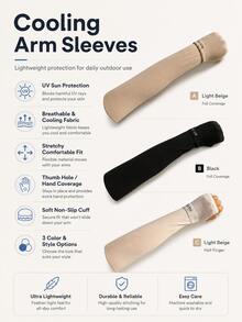1pc Oversized Summer Ice Silk Arm Sleeves For Men & Women, UV Protection Thin Cooling Sun Sleeves, Breathable Cycling Driving Arm Covers - multicolor - View 5