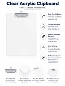 1/5Pcs A4 Clear Loose-Leaf Binder, Clipboard With Metal Clip, Suitable For Notes Forms Documents Drawings Storage - Multicolor - View 8
