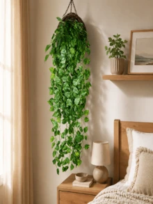 1件裝人造吊掛植物 戶外仿真植物 逼真假常春藤吊掛植物 抗UV塑料植物 情人節禮物 季節性居家裝飾 - 綠蘿 - 查看 4