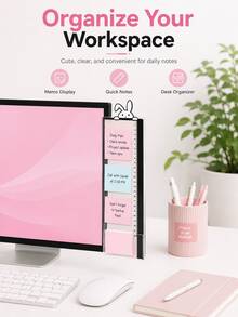 1pc Cute Rabbit-Themed Acrylic Rectangular Side-Mount Memo Board; Modern Minimalist Style With Transparent Border; Clip-On Monitor Side Panel; Compatible With Various Computer Models. - Cute bunny - View 6