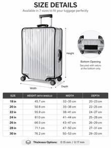 Haus Hana Vỏ bọc bảo vệ hành lý dày, vỏ bọc vali du lịch trong suốt chống bụi, vỏ bọc hộp trong suốt chống nước chống mài mòn dày 20/24/26/28 inch, chống rơi, chống va đập, chống trầy xước, vỏ bọc bảo vệ dày nâng cấp - Nhiều màu - Xem 7