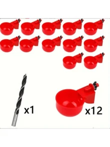 Auto Refill Chicken Water Drinker Bowl, Red Plastic Poultry Automatic Waterer Cup, Easy Install With Drill Bit, Suitable For Backyard Farm Chicken Duck Turkey Bird - default - View 13