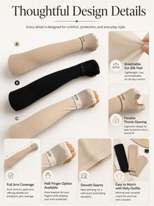 1pc Oversized Summer Ice Silk Arm Sleeves For Men & Women, UV Protection Thin Cooling Sun Sleeves, Breathable Cycling Driving Arm Covers - multicolor - View 6