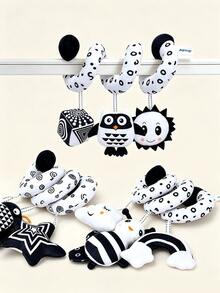 MINKOJA Boneka Plush Gantung Spiral Hitam Putih, Hadiah Aktivitas Bayi Baru Lahir dengan Kontras Tinggi - Hitam dan Putih - View 10