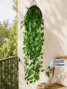 1件裝人造吊掛植物 戶外仿真植物 逼真假常春藤吊掛植物 抗UV塑料植物 情人節禮物 季節性居家裝飾 - 綠蘿 - 查看 1