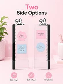 1pc Cute Rabbit-Themed Acrylic Rectangular Side-Mount Memo Board; Modern Minimalist Style With Transparent Border; Clip-On Monitor Side Panel; Compatible With Various Computer Models. - Cute bunny - View 3