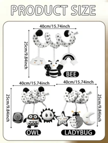 MINKOJA Boneka Plush Gantung Spiral Hitam Putih, Hadiah Aktivitas Bayi Baru Lahir dengan Kontras Tinggi - Hitam dan Putih - View 2